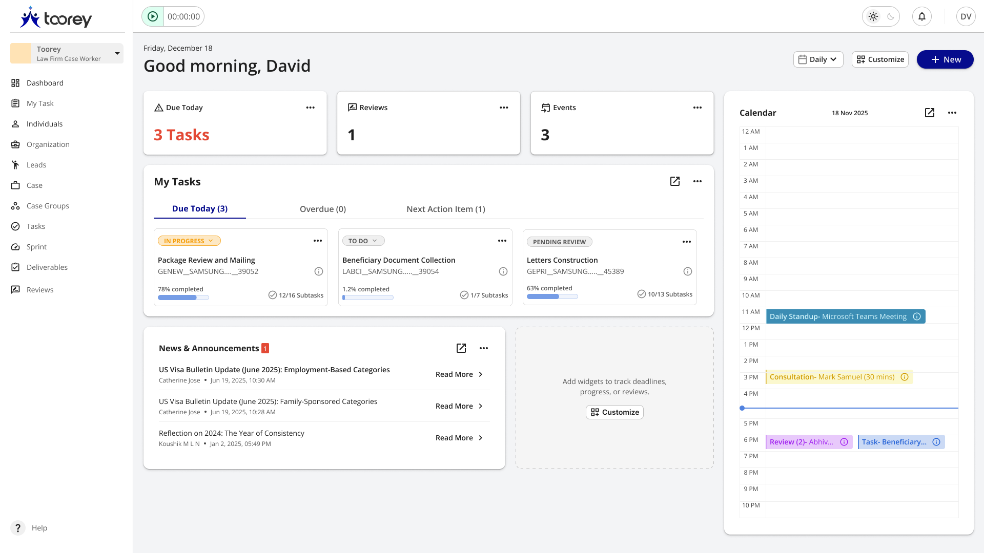 Toorey Dashboard